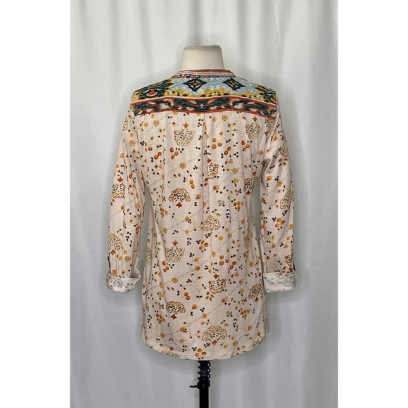 Anthropologie TINY Devas Popover Top Floral Sequins Mixed Materials Boho Small - Picture 7 of 10
